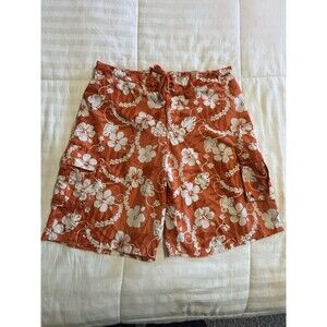 Red Camel Swim Shorts Men’s Sz Large Orange White Floral Hawaiian